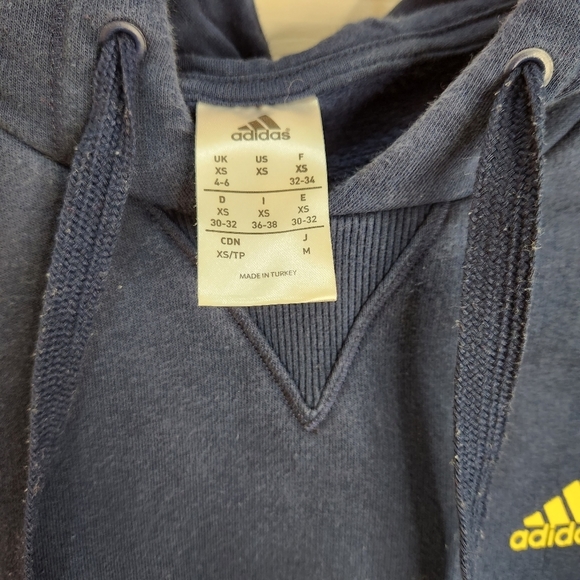 2015 Adidas Pullover Hooded Sweatshirt Boston 26.2 size XS Blue and Yellow - Picture 9 of 12
